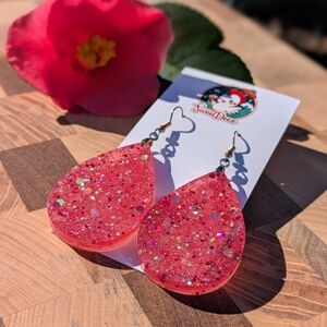 Sparkling Pink Teardrop Earrings